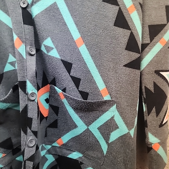 WOMEN Nollie Aztec button down lightweight cardigan sweater pockets medium gray - Picture 2 of 7